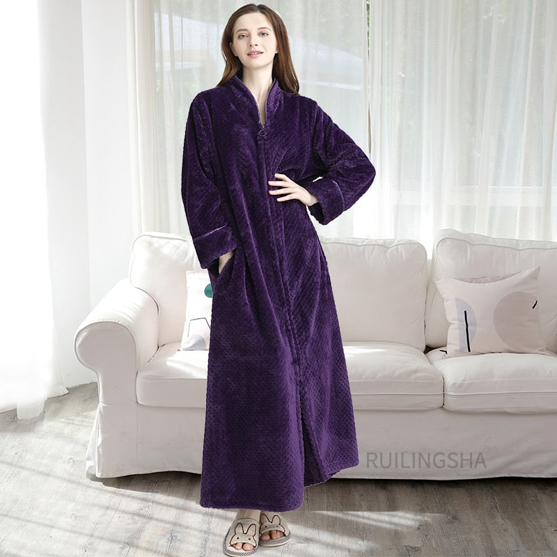 Robe de banho em lã polar com fecho para mulher e homem, com ou sem capuz, térmico, para usar em casa, com bolsos, macio, leve e quente