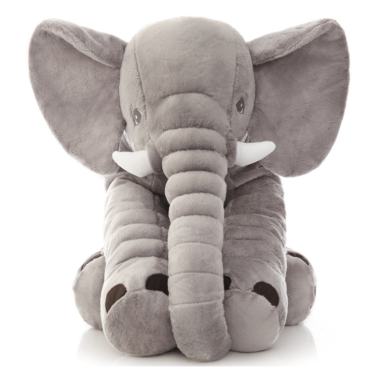 Plush Elephant Toddler Cushion — Gray, Blue, Pink, Purple & Yellow