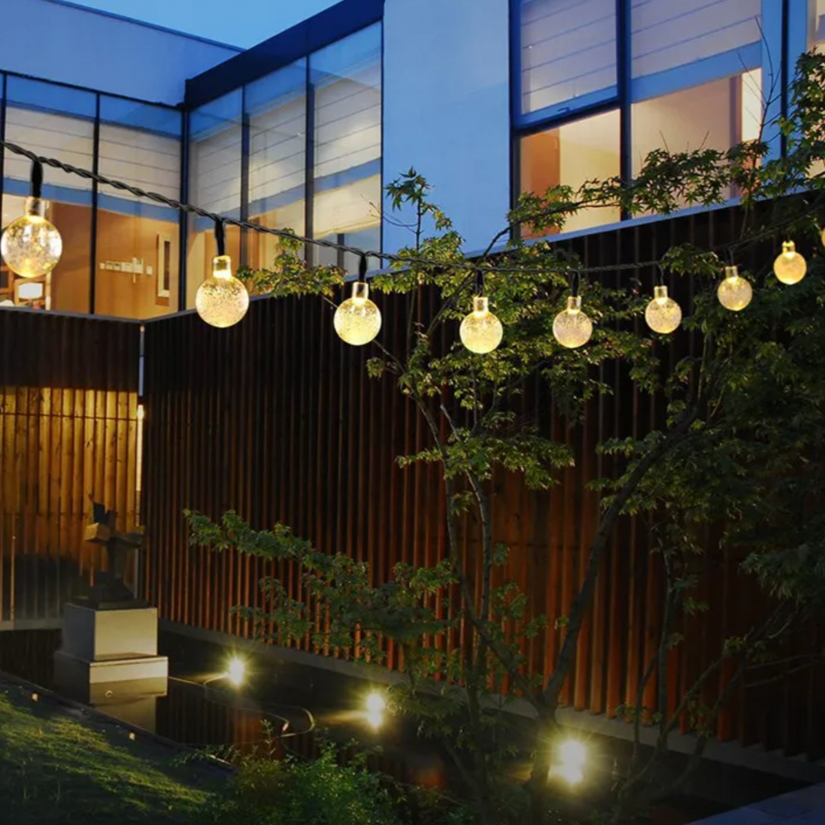 30 ft wasserdichte solarbetriebene LED-Lichterkette für draußen