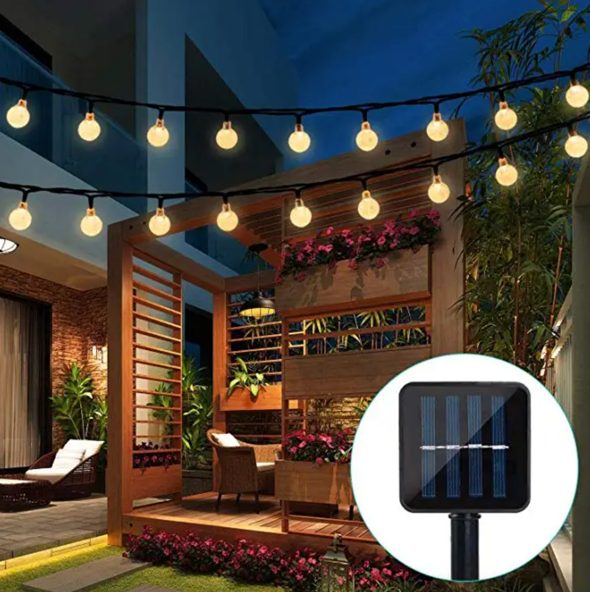 30 ft wasserdichte solarbetriebene LED-Lichterkette für draußen
