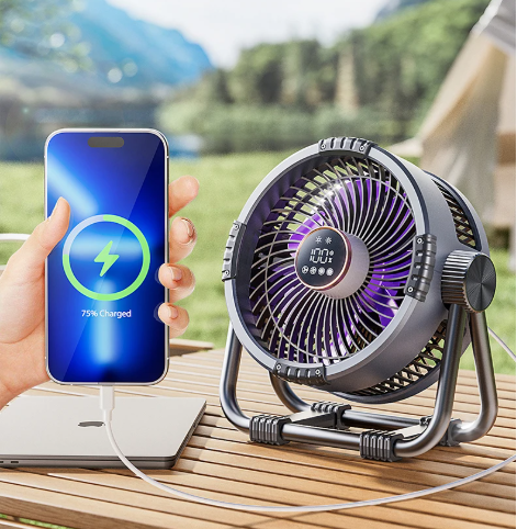 Ventilatore da campeggio TrailWave sei-in-uno — ricaricabile, portatile, luce LED con telecomando