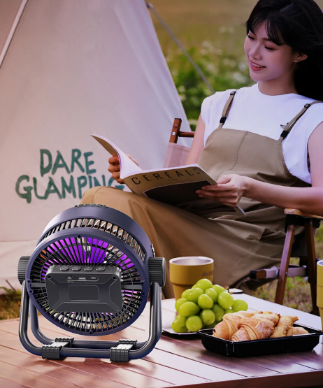 Ventilatore da campeggio TrailWave sei-in-uno — ricaricabile, portatile, luce LED con telecomando