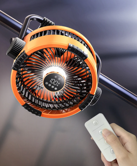 Ventilatore da campeggio TrailWave sei-in-uno — ricaricabile, portatile, luce LED con telecomando