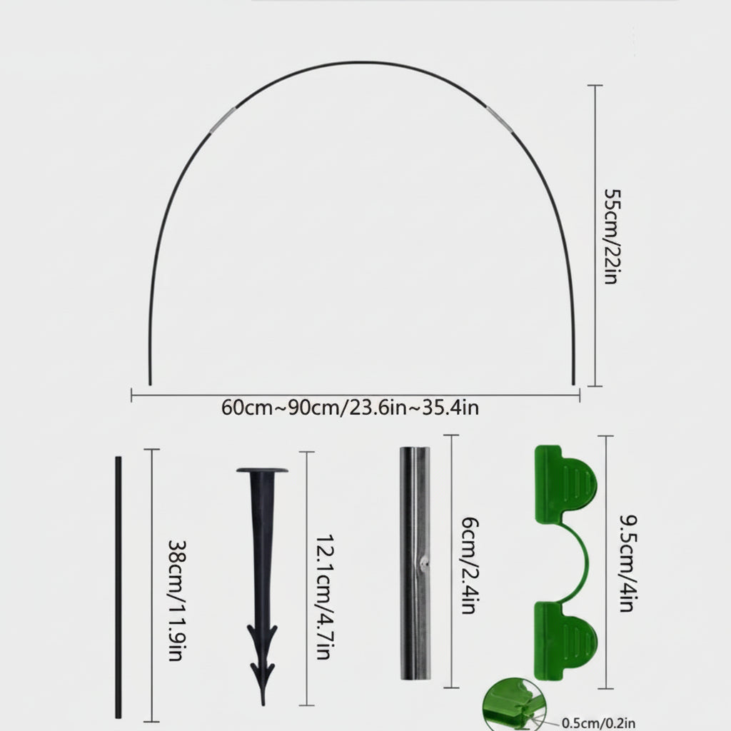 Túnel Policarbonato para Jardim de 5 Peças com Estrutura Resistente em Fibra de Vidro - Euroselle