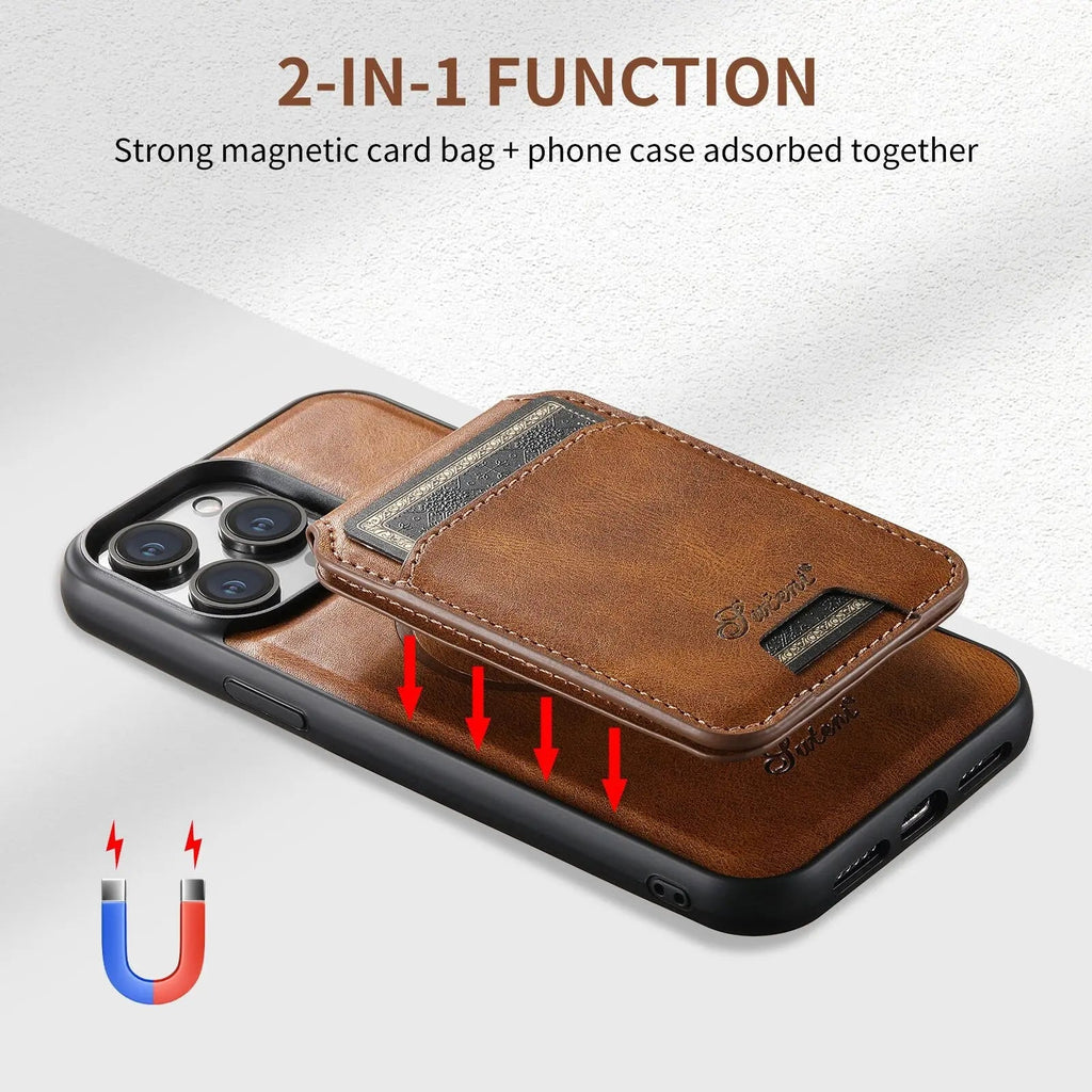 Funda tipo libro para iPhone 15 con tarjetero — Protección con bordes elevados