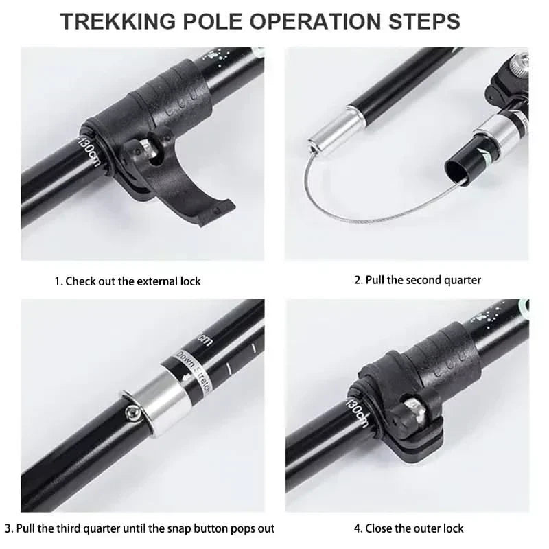 TrailGlide Folding Trekking Poles — Lightweight Profile, Adjustable Stability