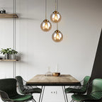Scandinavian Glass Pendant Lamp With Metal Fixture For Kitchen, Living And Dining