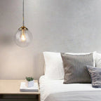 Scandinavian Glass Pendant Lamp With Metal Fixture For Kitchen, Living And Dining