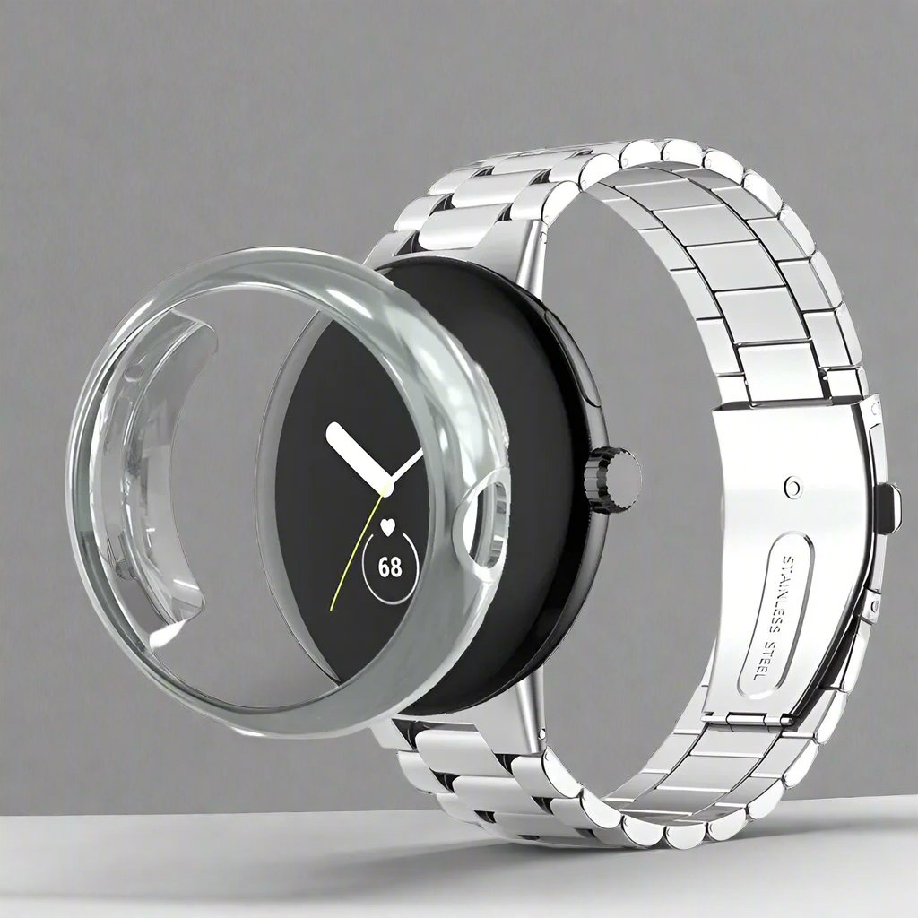 Kit cinturino in acciaio inossidabile e custodia protettiva per Pixel Watch — 41mm e 45mm