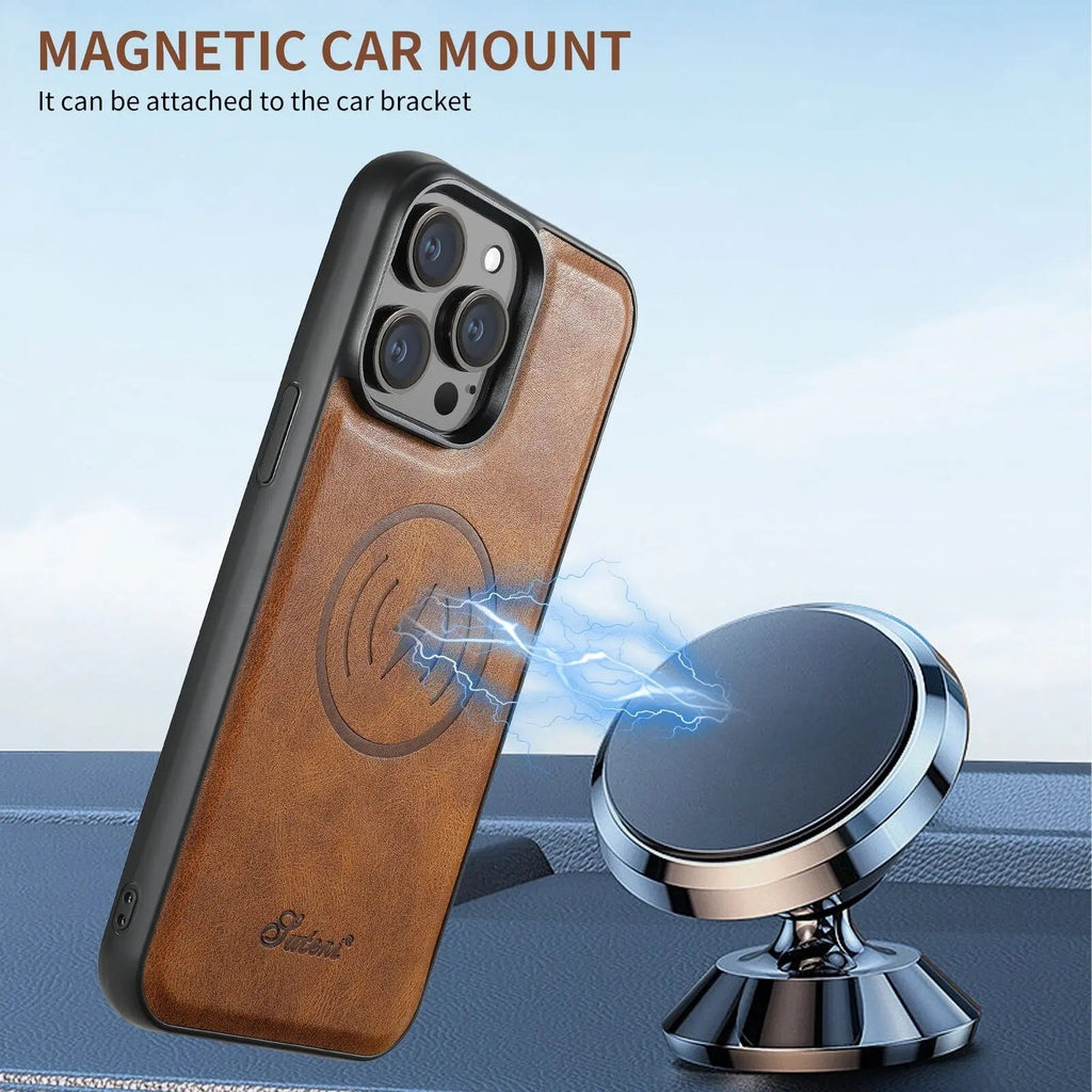 Funda tipo libro para iPhone 15 con tarjetero — Protección con bordes elevados