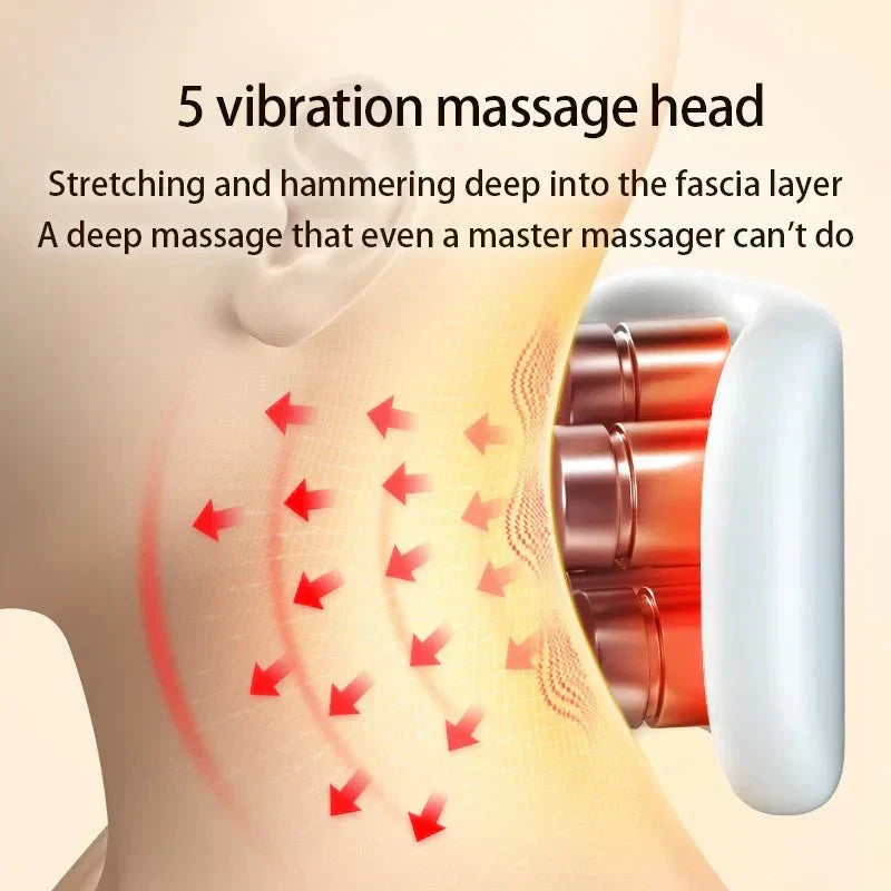 HaloNex Smart Neck Massager z funkcją podgrzewania — kompaktowe urządzenie wibracyjne i pulsacyjne, 5 prędkości