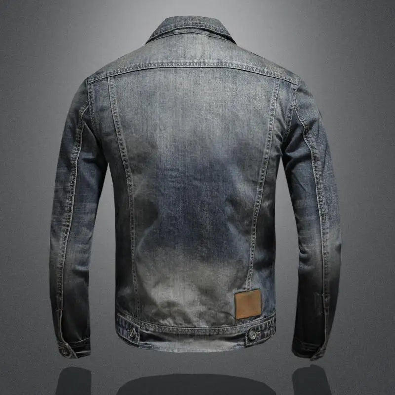 Gray Vintage Denim Jacket — Button-Front Unisex Outerwear