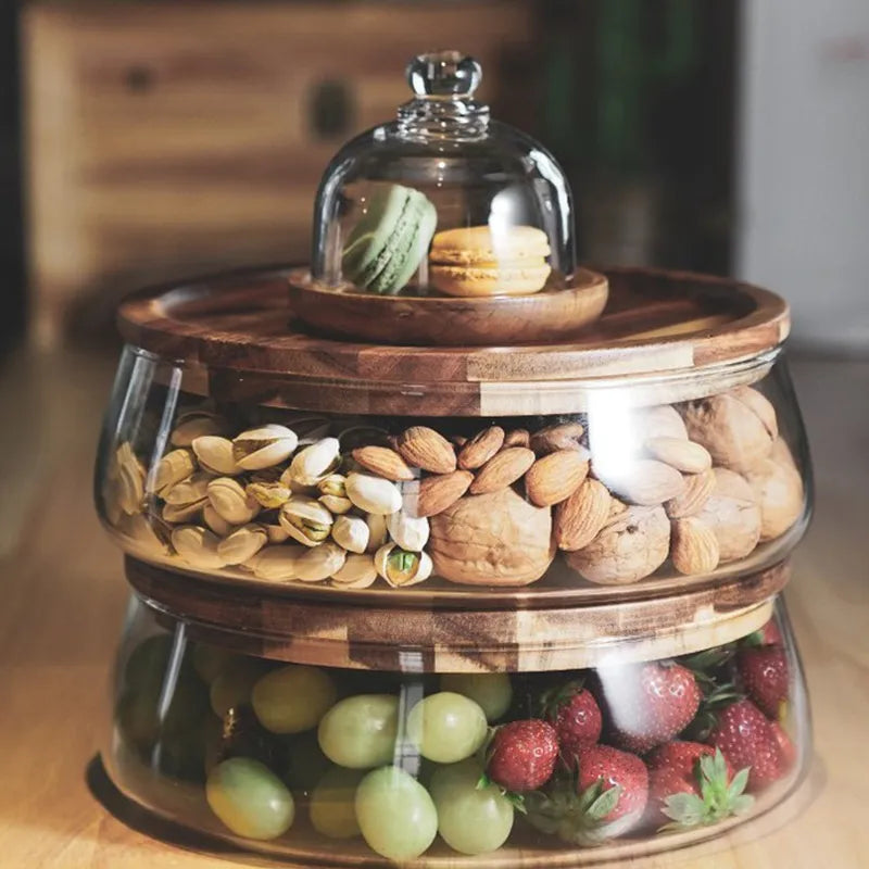 Glass Canister Set — Acacia Wood Lids for Dry Goods Storage