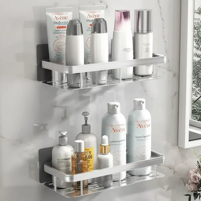 ABS Wall-Mounted Corner Bathroom Caddy — No-Drill Adhesive Rack