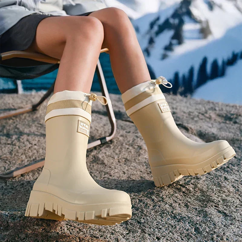 Women's Vintage Rubber Rain Boots — Waterproof, Non-Slip Sole