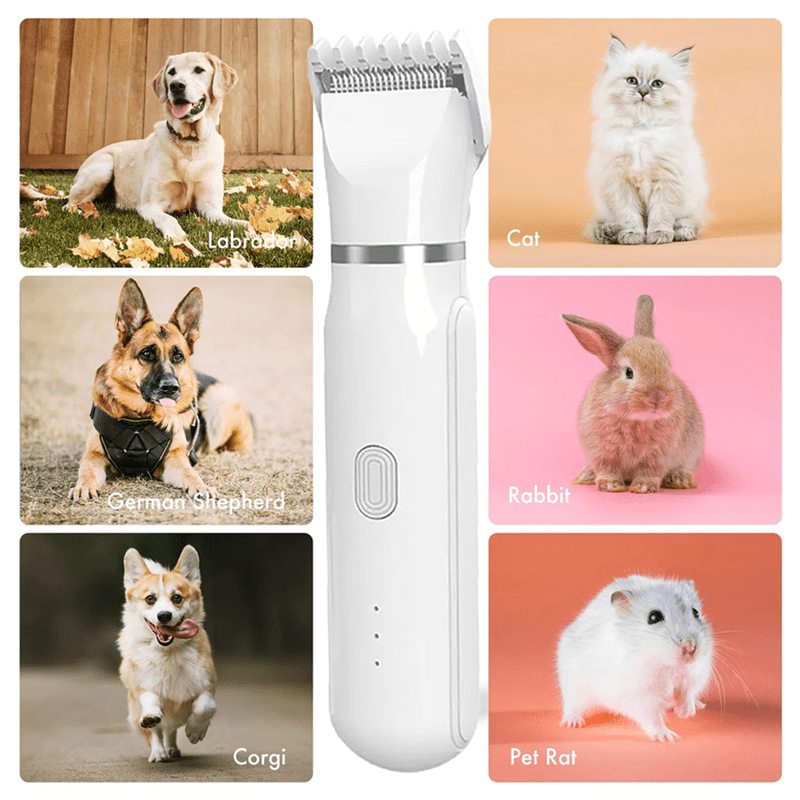 Pawgleam 4-in-1 senza fili per la toelettatura degli animali — design compatto e silenzioso, 3 accessori per il pelo