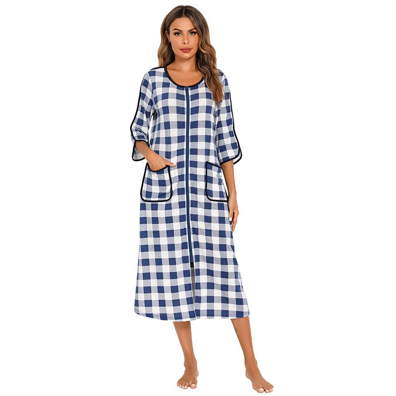 Albornoz de forro polar con capucha para mujer — Cremallera completa y bolsillos