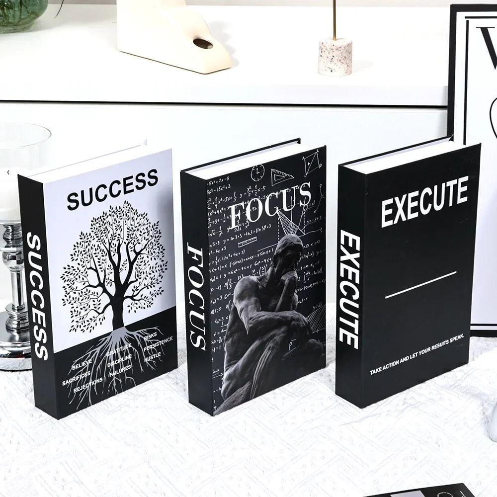 3-Piece Hollow Cardboard Book Stack Display Set — Shelf Decor
