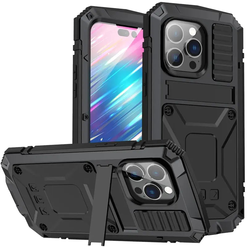 Wytrzymałe metalowe etui do iPhone’a 14/13/12/11 — podwyższona osłona aparatu