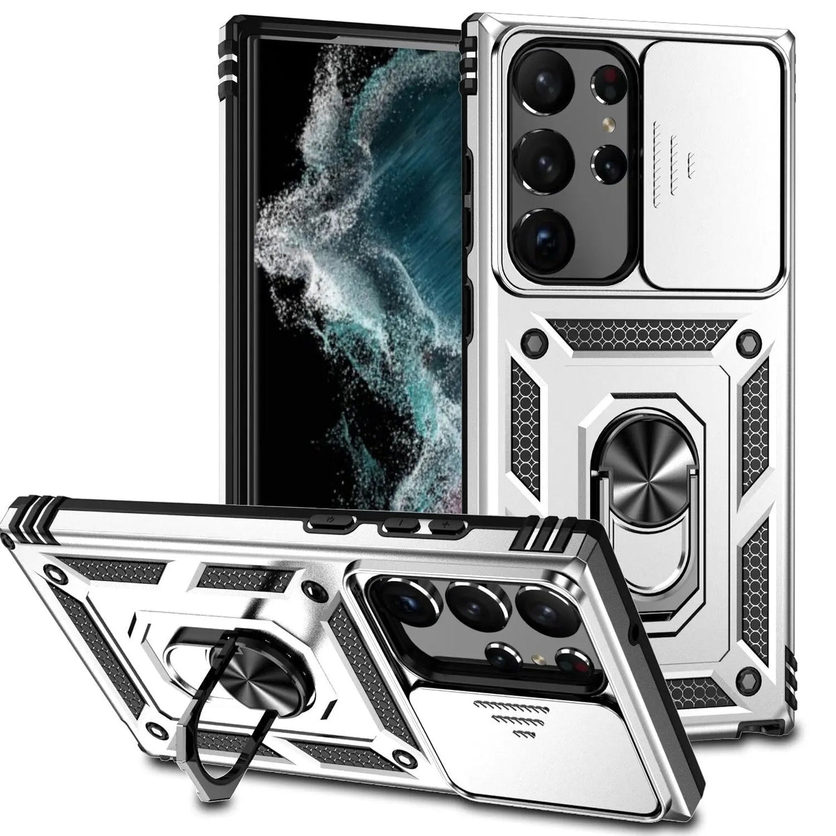 Funda para la serie Samsung Galaxy S23 - protector de cámara y soporte plegable