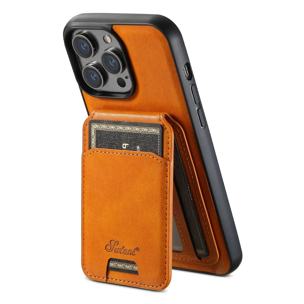 Funda tipo libro para iPhone 15 con tarjetero — Protección con bordes elevados