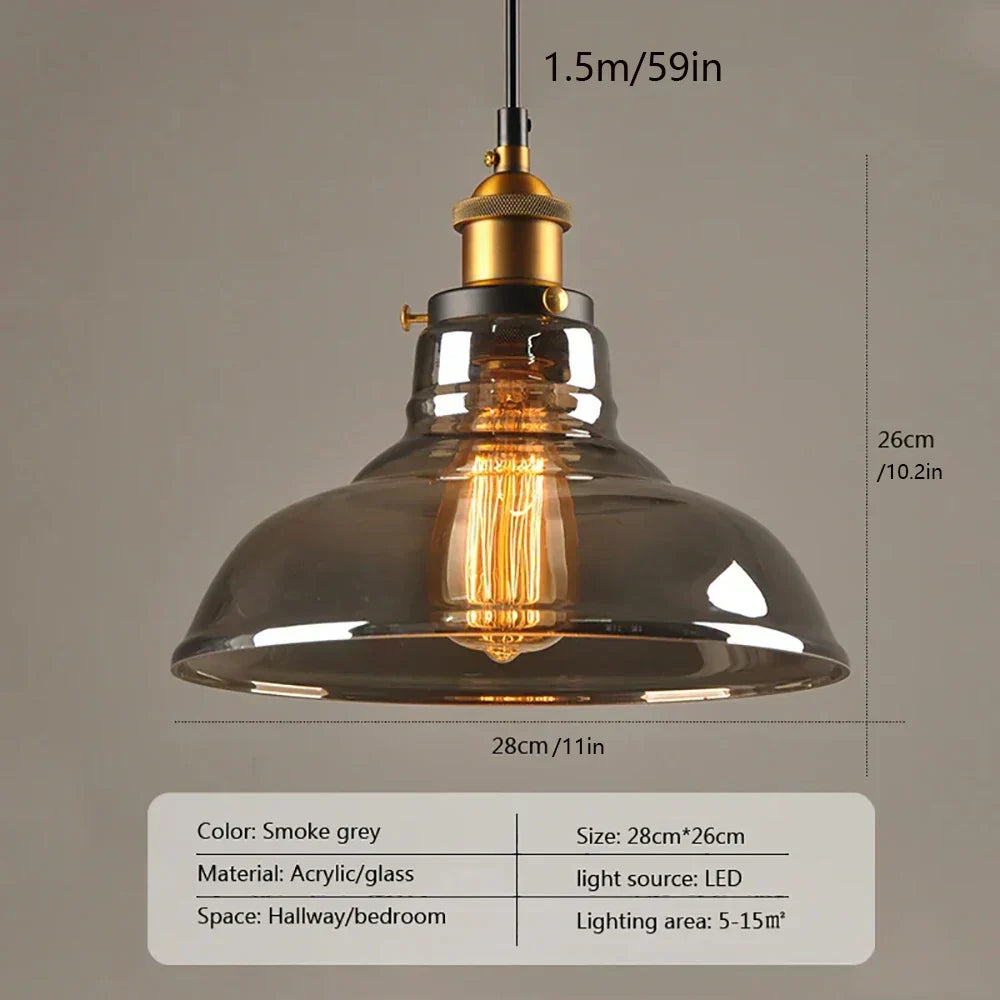 Retro Industrial Glass Pendant Light For Home And Bar
