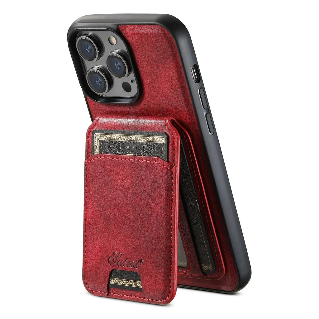 Funda tipo libro para iPhone 15 con tarjetero — Protección con bordes elevados