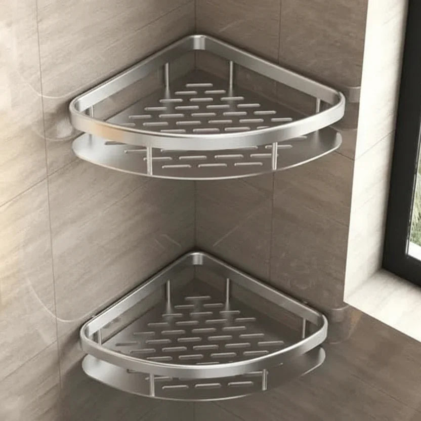 ABS Wall-Mounted Corner Bathroom Caddy — No-Drill Adhesive Rack