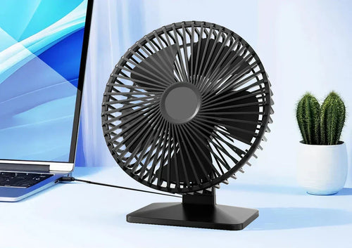AeroGlow Personal USB Desk Fan — Four-Speed Settings, 90-Degree Oscillation