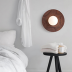 LumaVale Holz- und Glas-LED-Wandleuchte minimalistisches warmes Licht