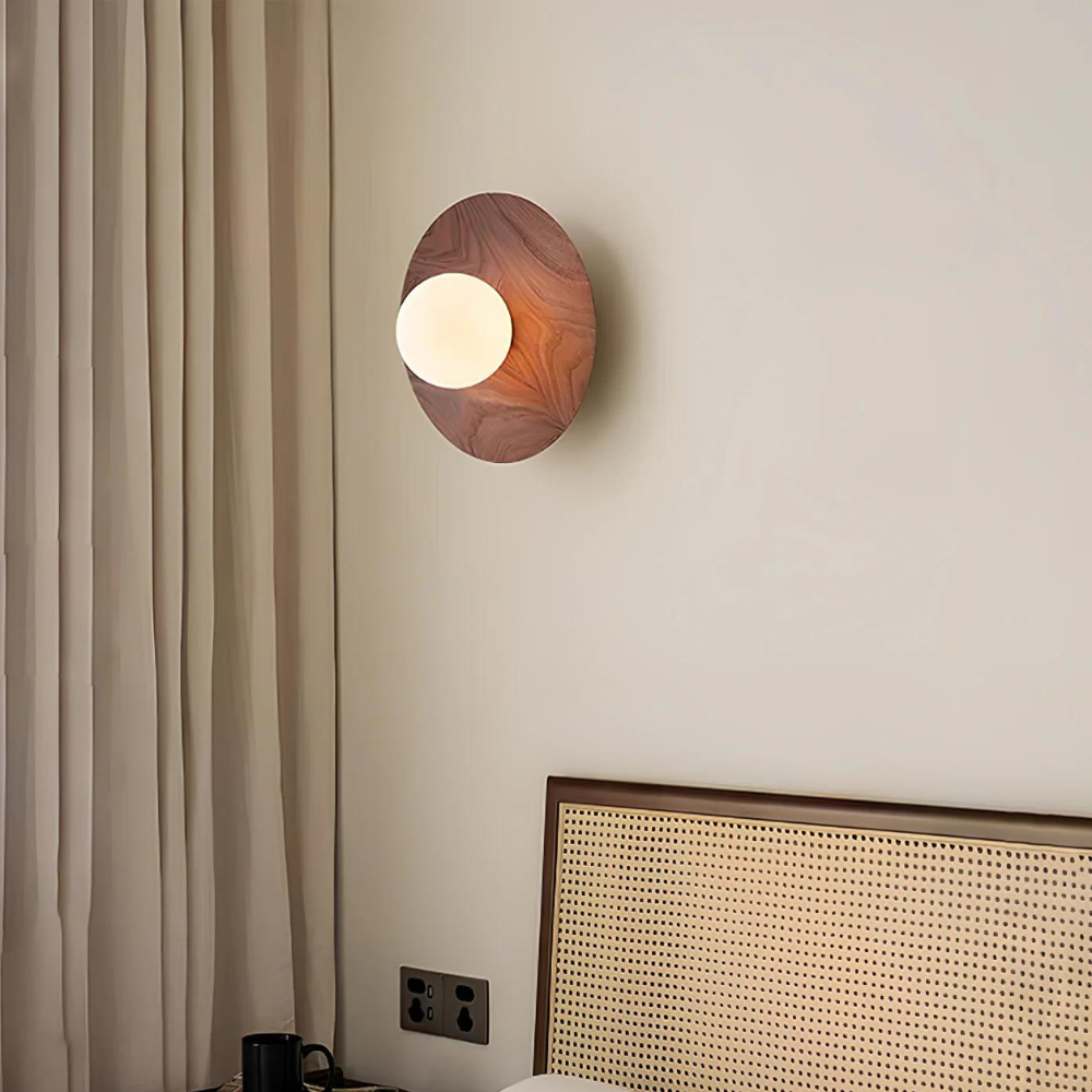 LumaVale Holz- und Glas-LED-Wandleuchte minimalistisches warmes Licht