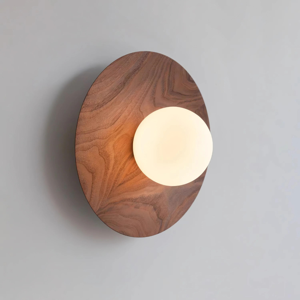 LumaVale Holz- und Glas-LED-Wandleuchte minimalistisches warmes Licht
