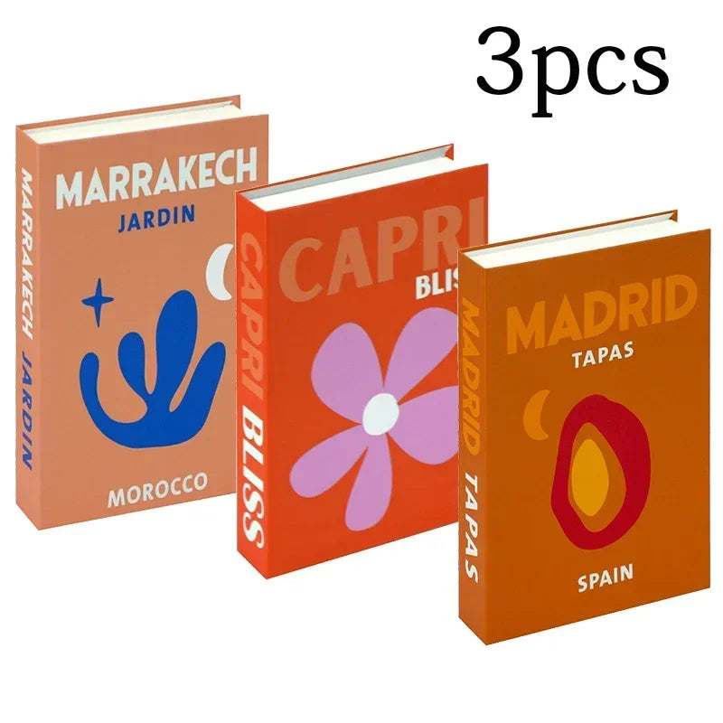3-Piece Hollow Cardboard Book Stack Display Set — Shelf Decor