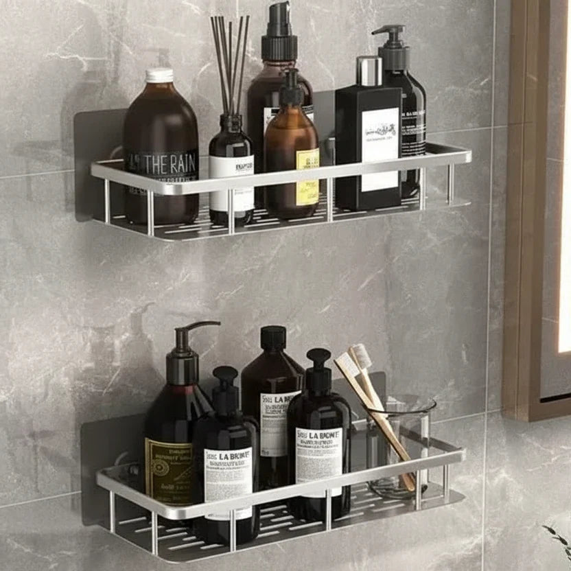 ABS Wall-Mounted Corner Bathroom Caddy — No-Drill Adhesive Rack