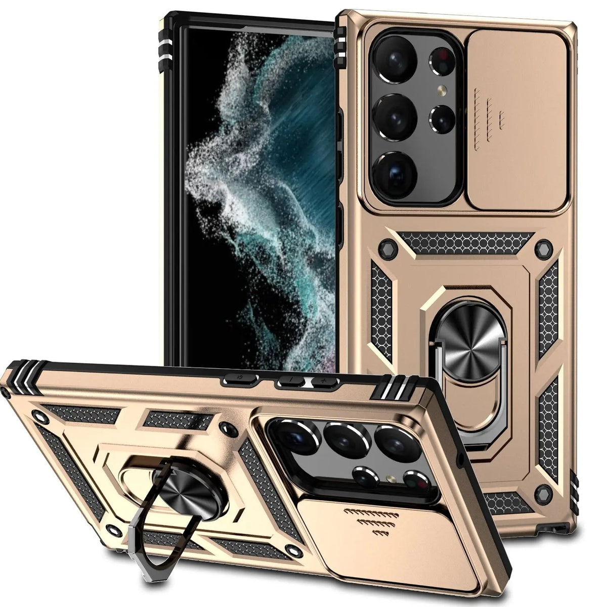 Funda para la serie Samsung Galaxy S23 - protector de cámara y soporte plegable
