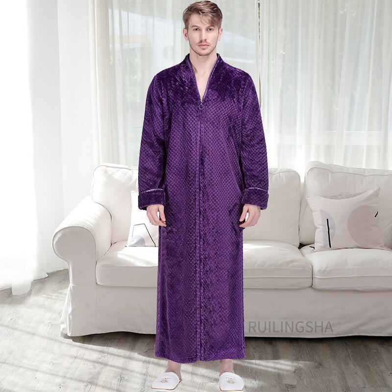 Robe de banho em lã polar com fecho para mulher e homem, com ou sem capuz, térmico, para usar em casa, com bolsos, macio, leve e quente