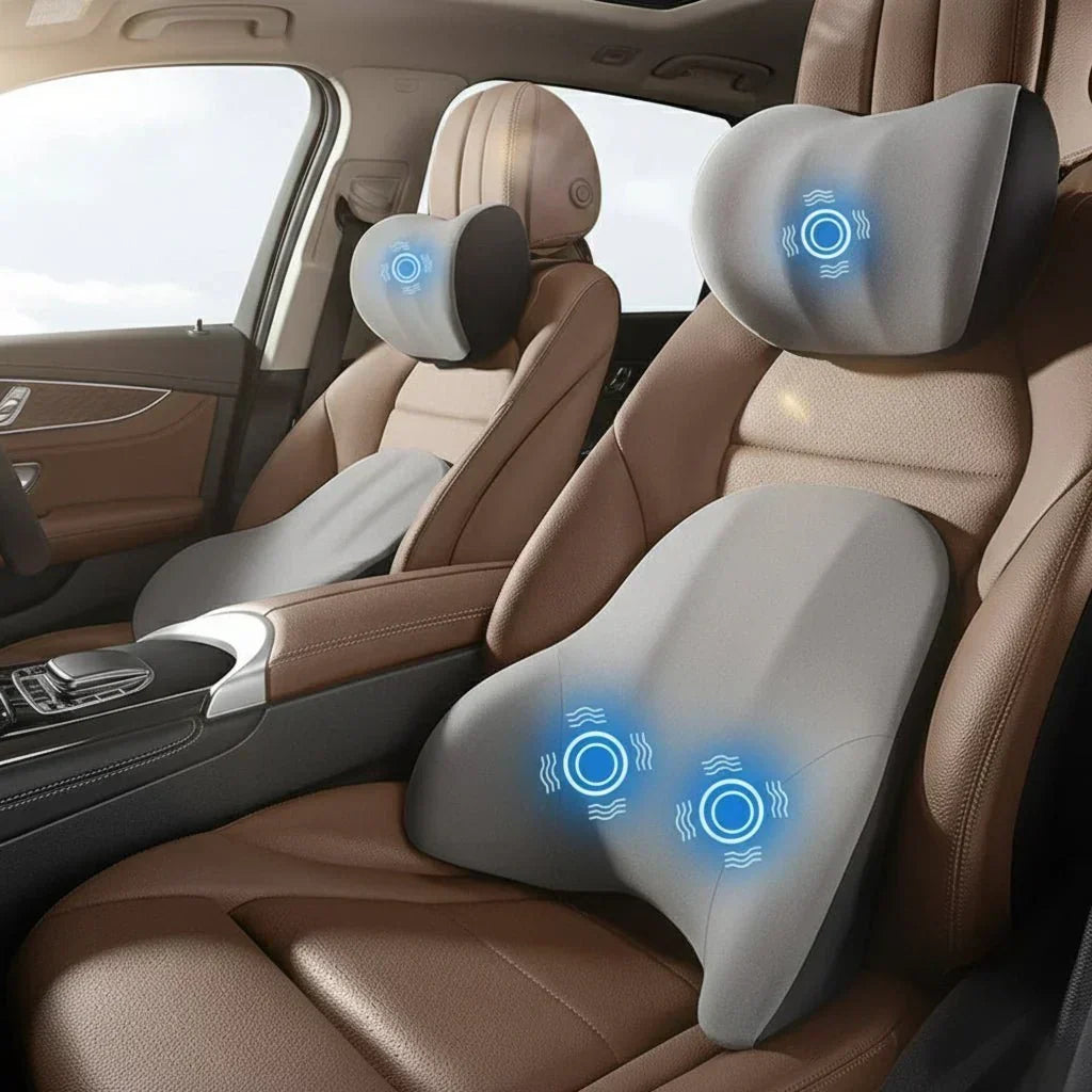 NovaEase Elektrisches Kissen — Ergonomisch geschwungenes Profil, Unterstützung für Nacken und Lendenbereich