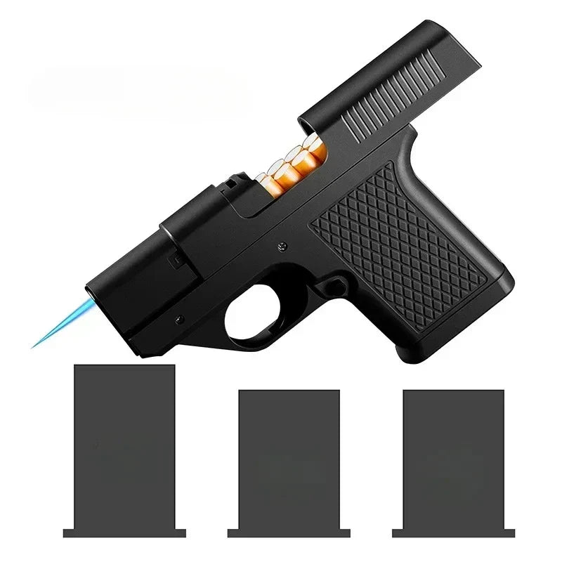 Stormsikker butangaslighter formet som en pistol — genopfyldelig, skjult rum