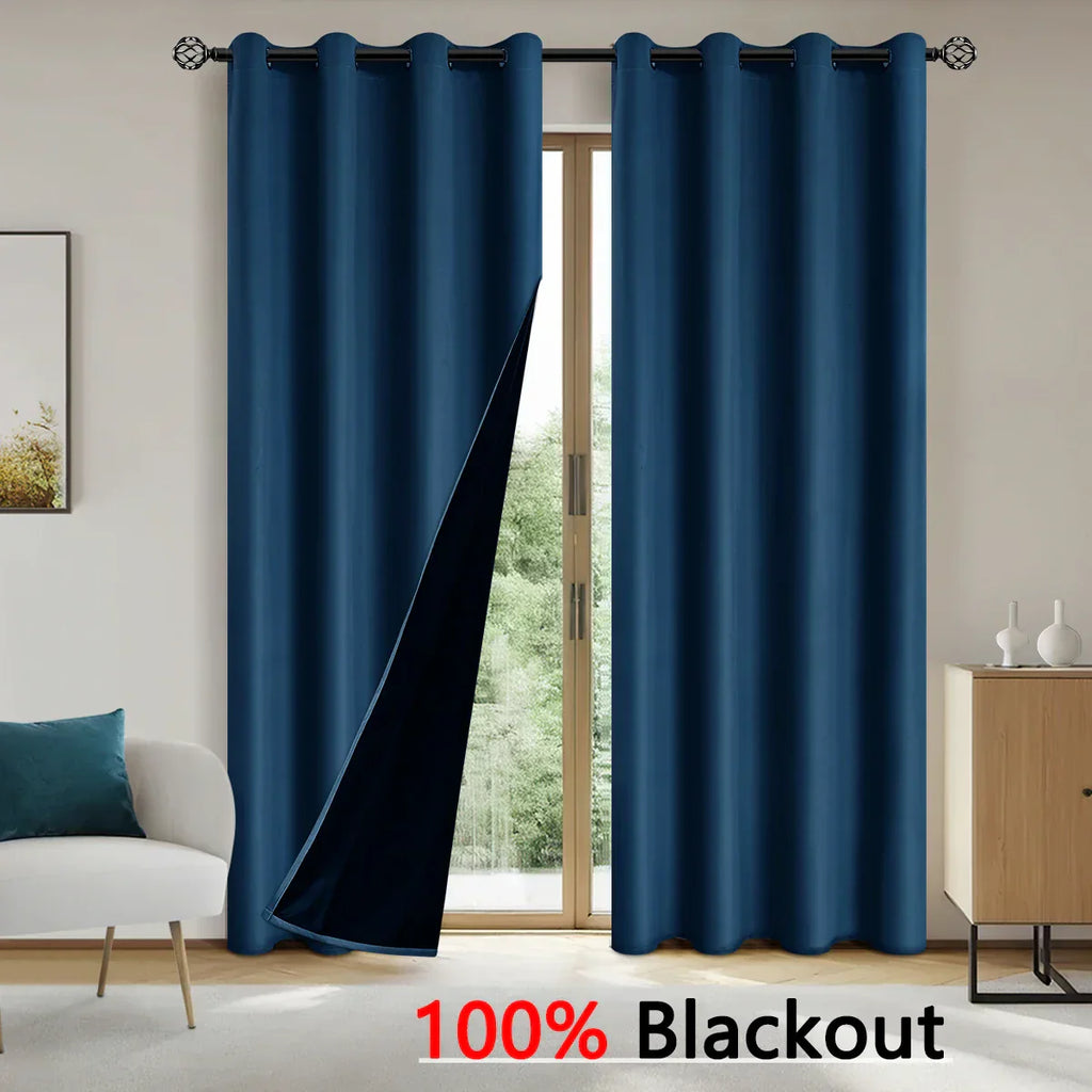 Modern 100% Blackout Curtains with Coated Lining for Bedroom & Living Room - Euroselle