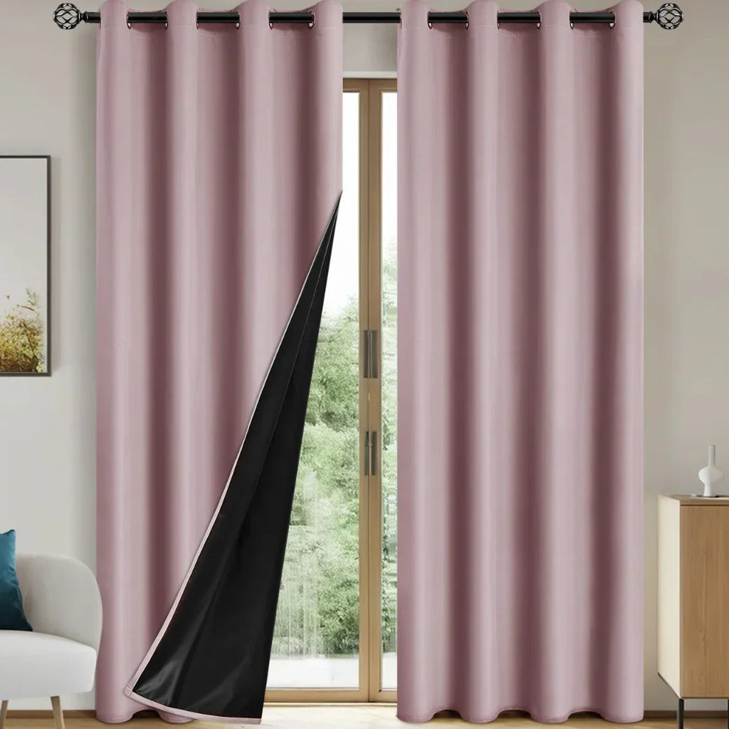 Modern 100% Blackout Curtains with Coated Lining for Bedroom & Living Room - Euroselle