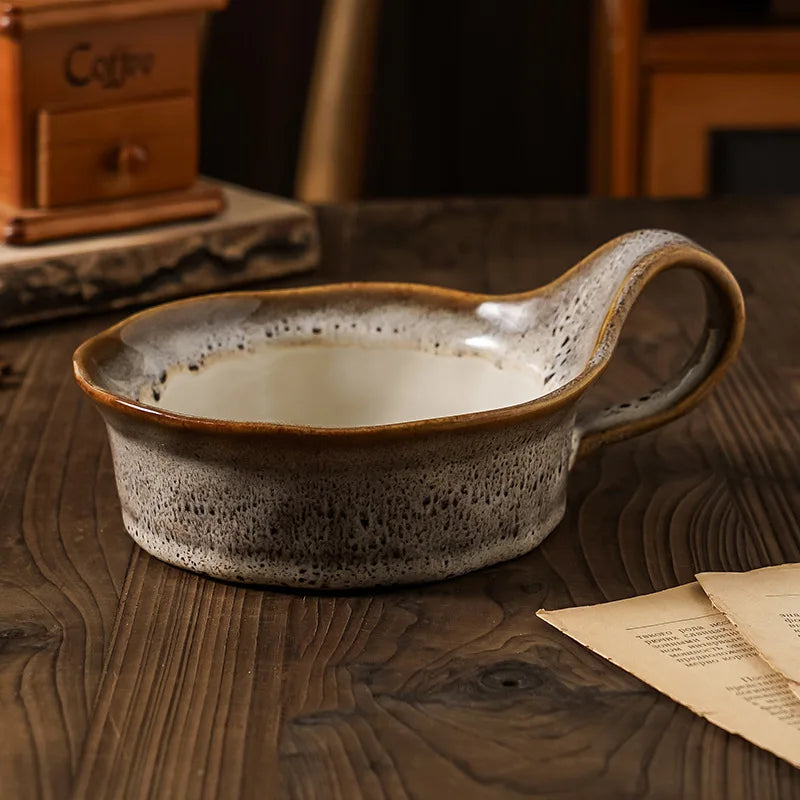 6-Inch Stoneware Breakfast Bowl with Handle — Artisan Ceramic