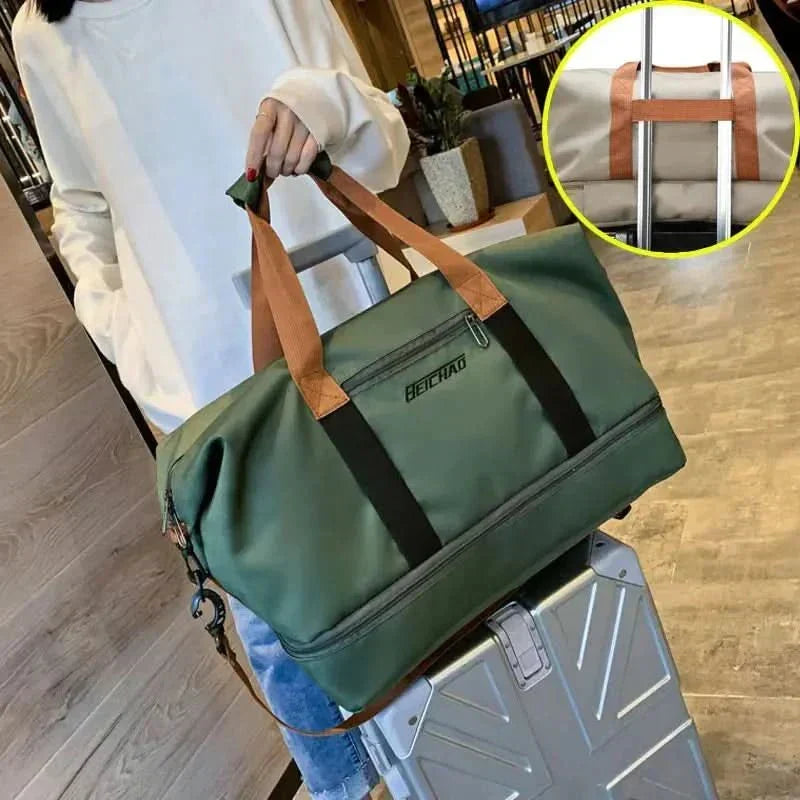 Treningsbag som håndbagasje — separat skoskuff, skillelomme for vått og tørt