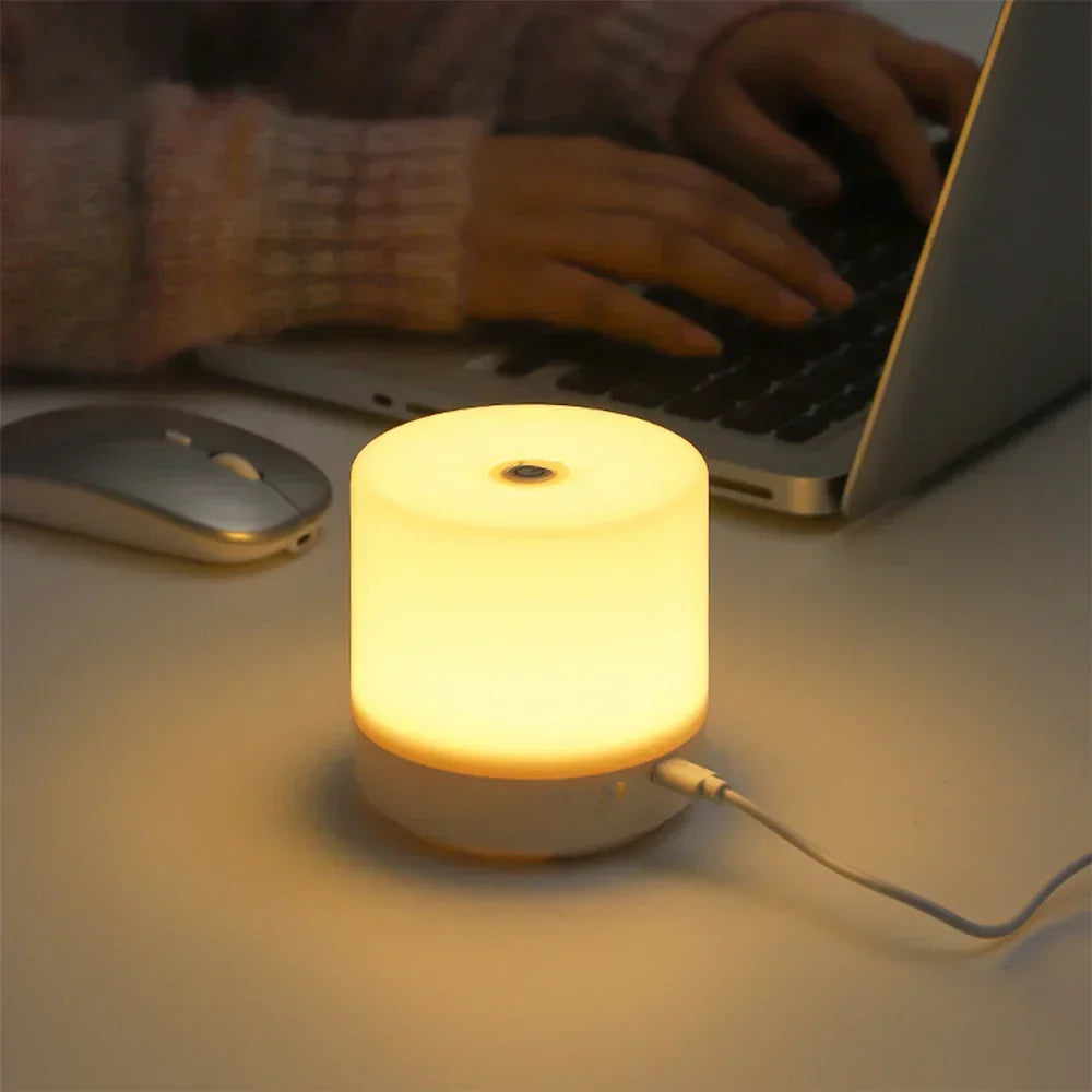 Dimbar LED-kubelampe, 3,3 tommer, hvit, berøringsstyrt nattbordslampe med USB-strøm, til nattbord, lesing og skrivebord, stemningsbelysning for små rom