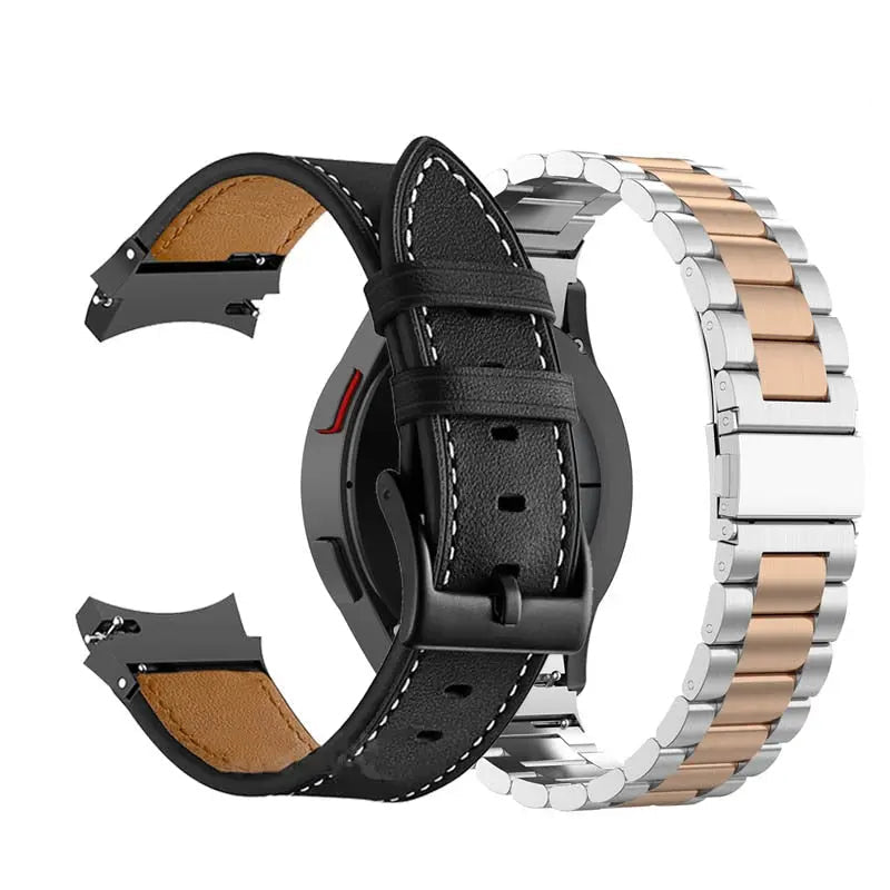 Correa de cuero y acero para Galaxy Watch 5 — Ajustable, varios acabados