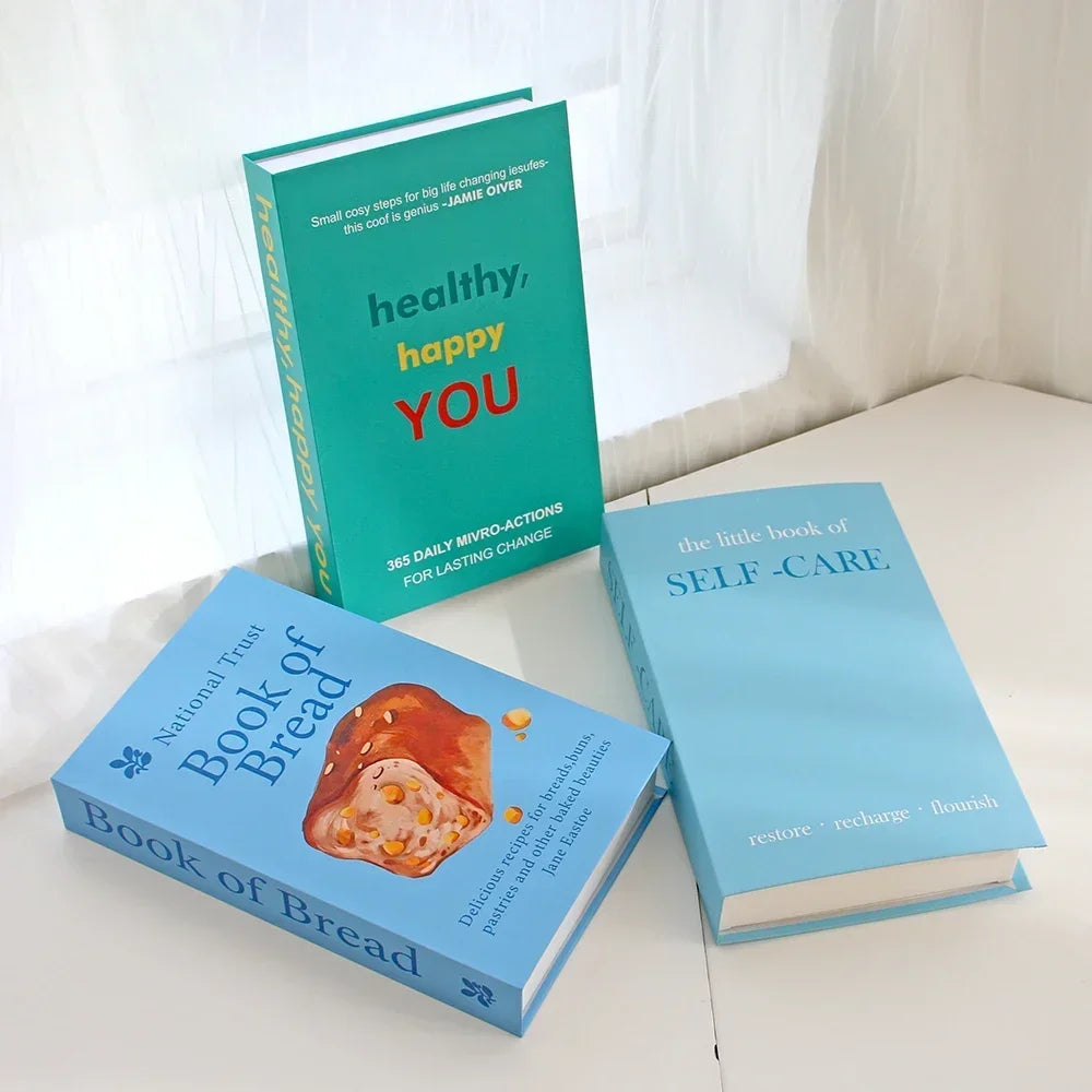 3-Piece Hollow Cardboard Book Stack Display Set — Shelf Decor