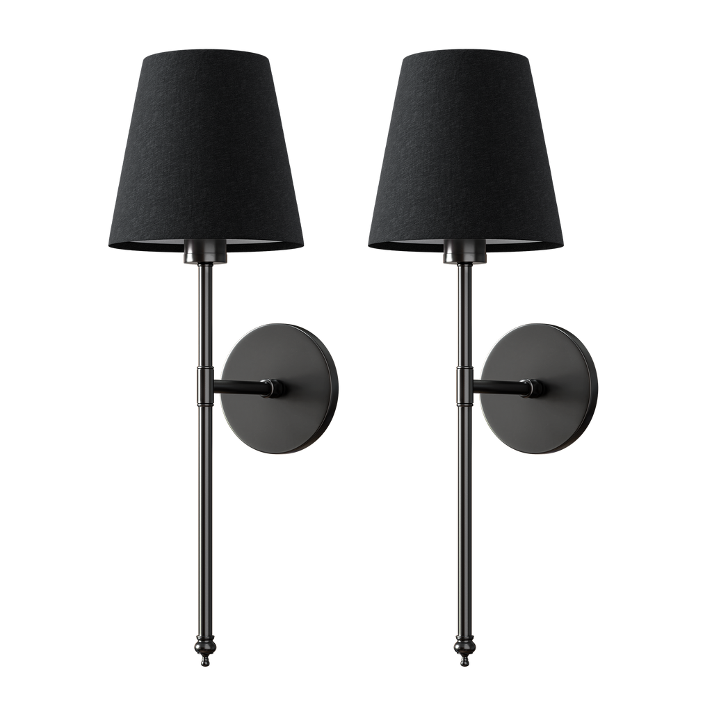 20-Inch ladattavien seinävalaisimien pari – metallia/kangasta, langaton RGB