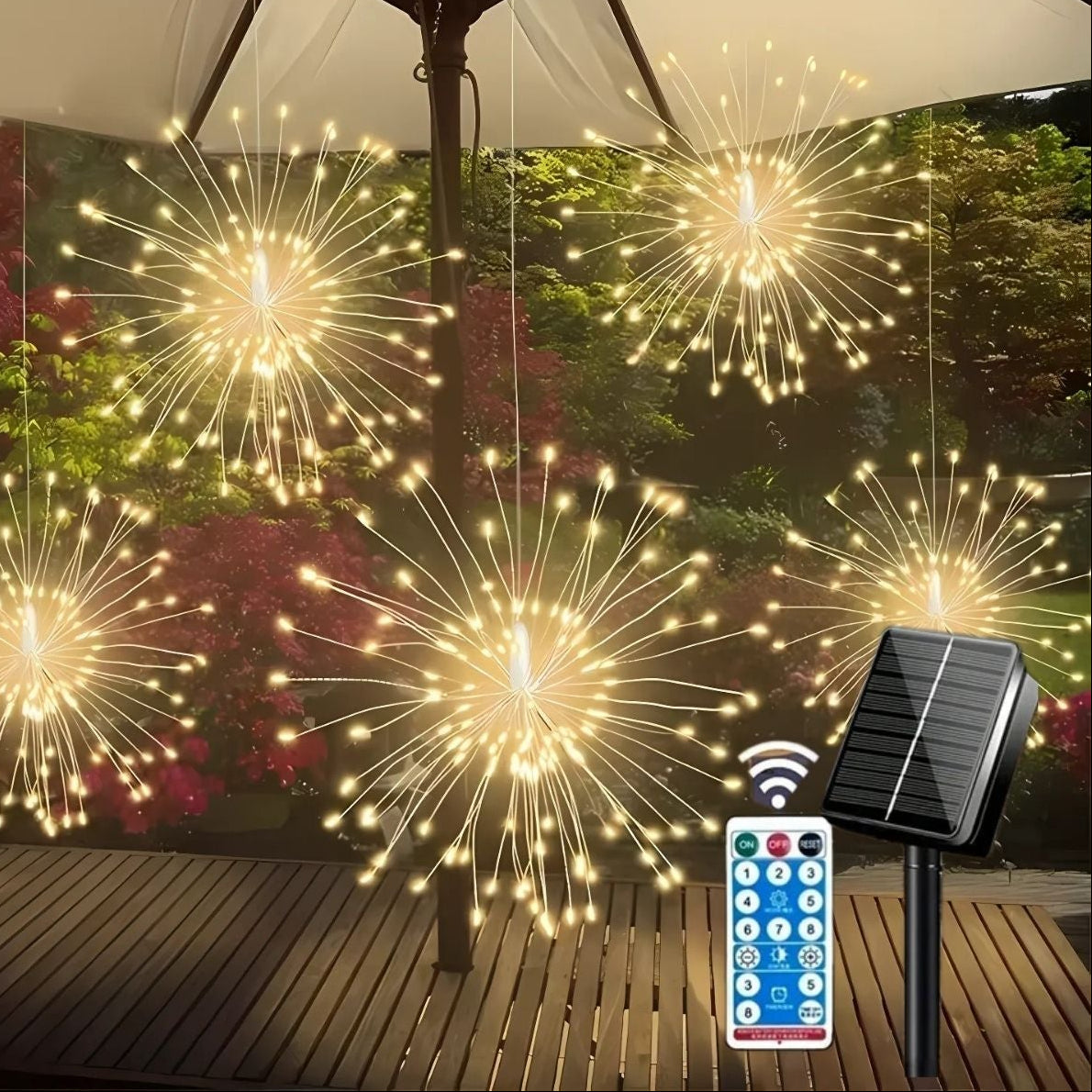 8-Mode Solar Garden Lights, Waterproof Outdoor Decor - Euroselle