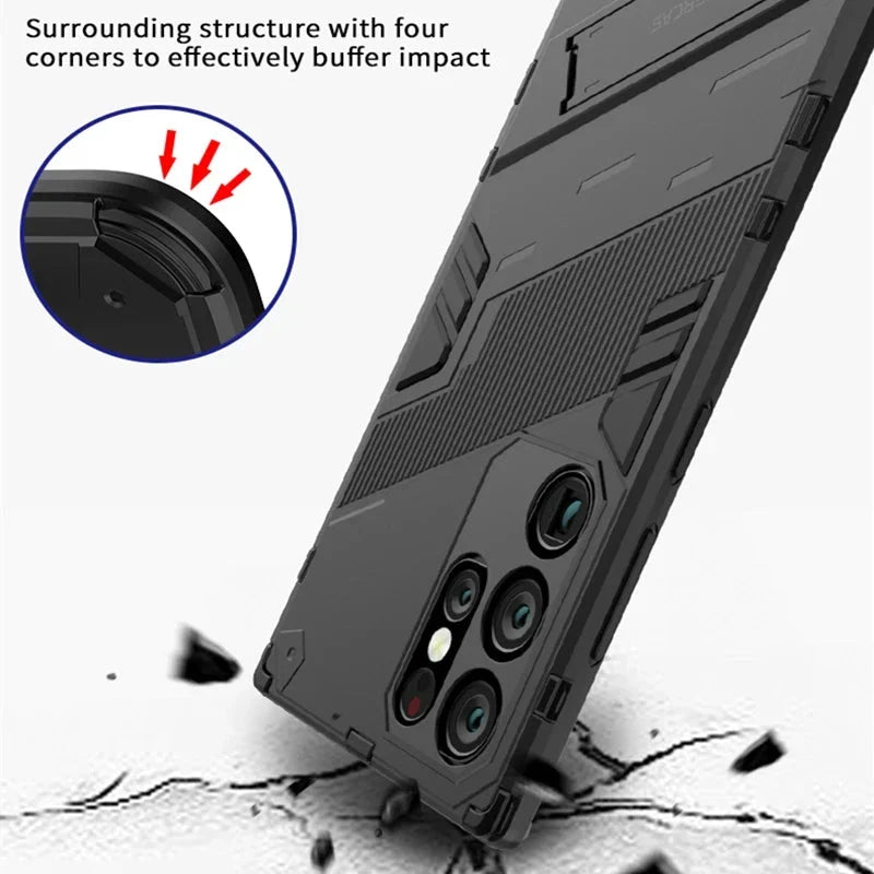 Wytrzymałe etui do Samsung Galaxy S21-S26 — podstawka, osłona aparatu