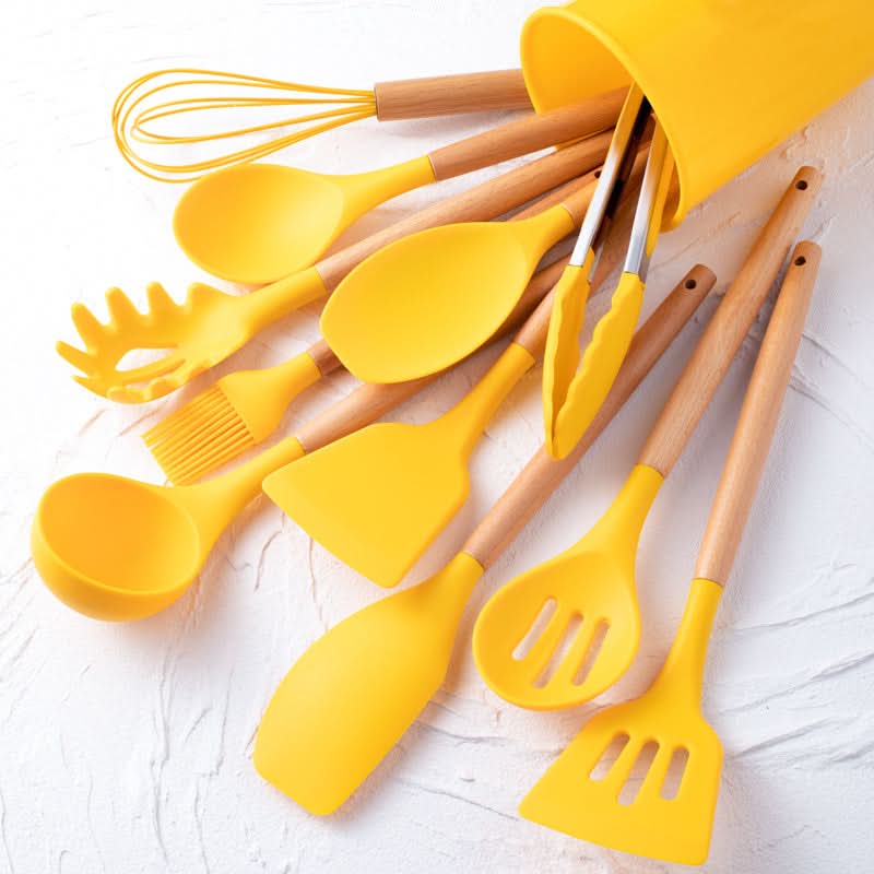 12-teiliges hitzebeständiges Silikon-Küchenutensilien-Set, entwickelt für sicheren Schutz von Antihaft-Kochgeschirr und müheloses Kochen im Alltag - Euroselle