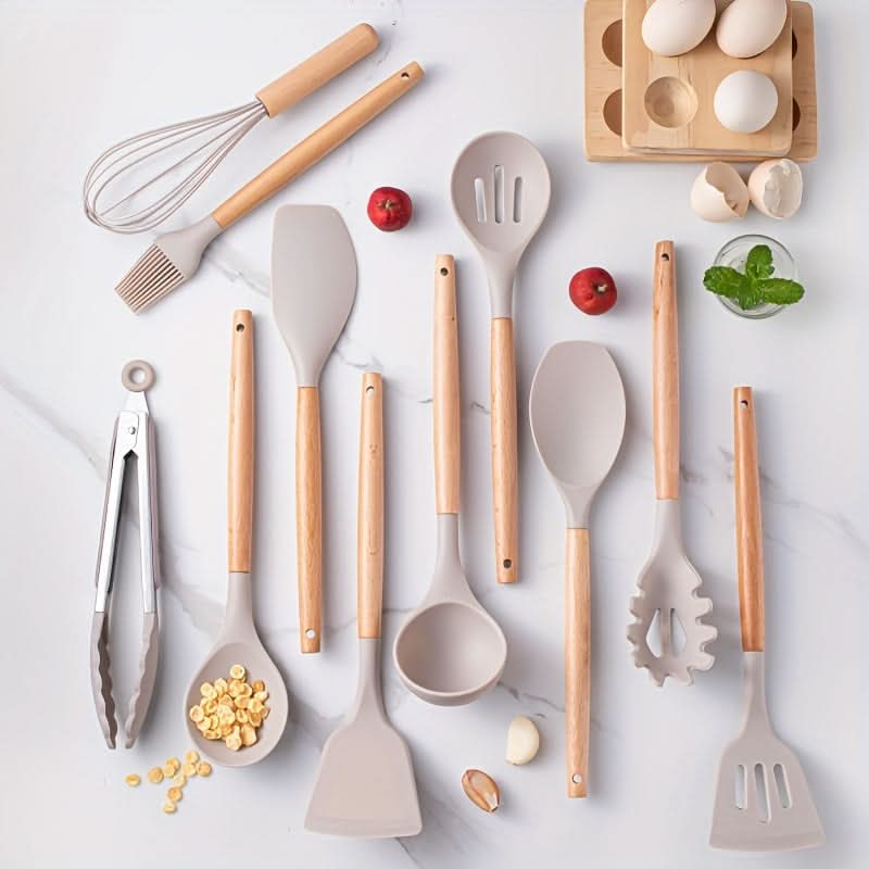 12-teiliges hitzebeständiges Silikon-Küchenutensilien-Set, entwickelt für sicheren Schutz von Antihaft-Kochgeschirr und müheloses Kochen im Alltag - Euroselle